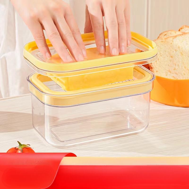Butter Cheese Slicer and Storage Box with Partition Seal Fresh-keeping Refrigerator Container for Kitchen Use