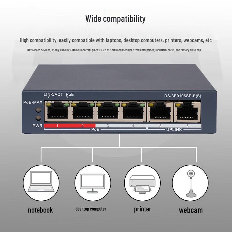 HIKVISION 6-Port Fast Ethernet PoE Desktop Switch