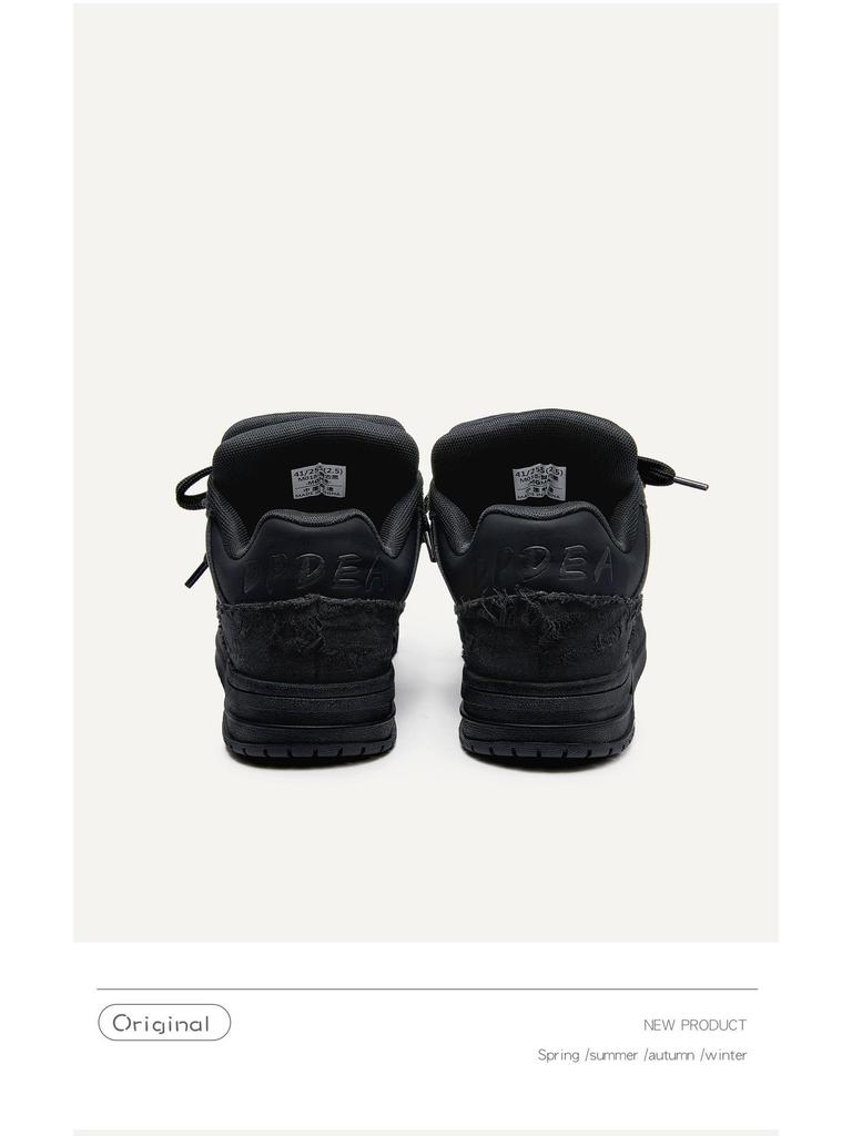 Black Knight Destructive Aesthetics Series: Trendy Youth Thick-Soled Low-Top Canvas Shoes for Men and Women