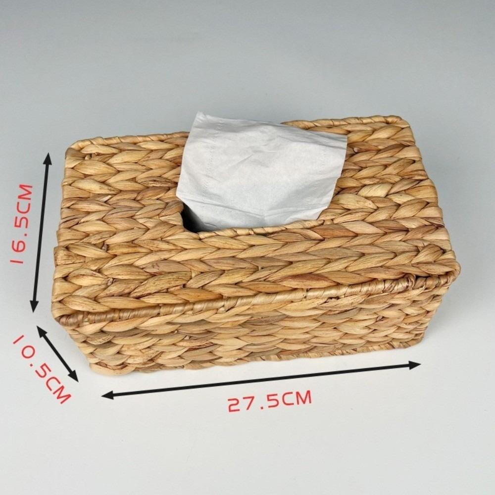 Straw Woven Tissue Box Cover Natural Household Tissue Holder Decorative Lightweight Napkin Holder for Living Room Bedroom