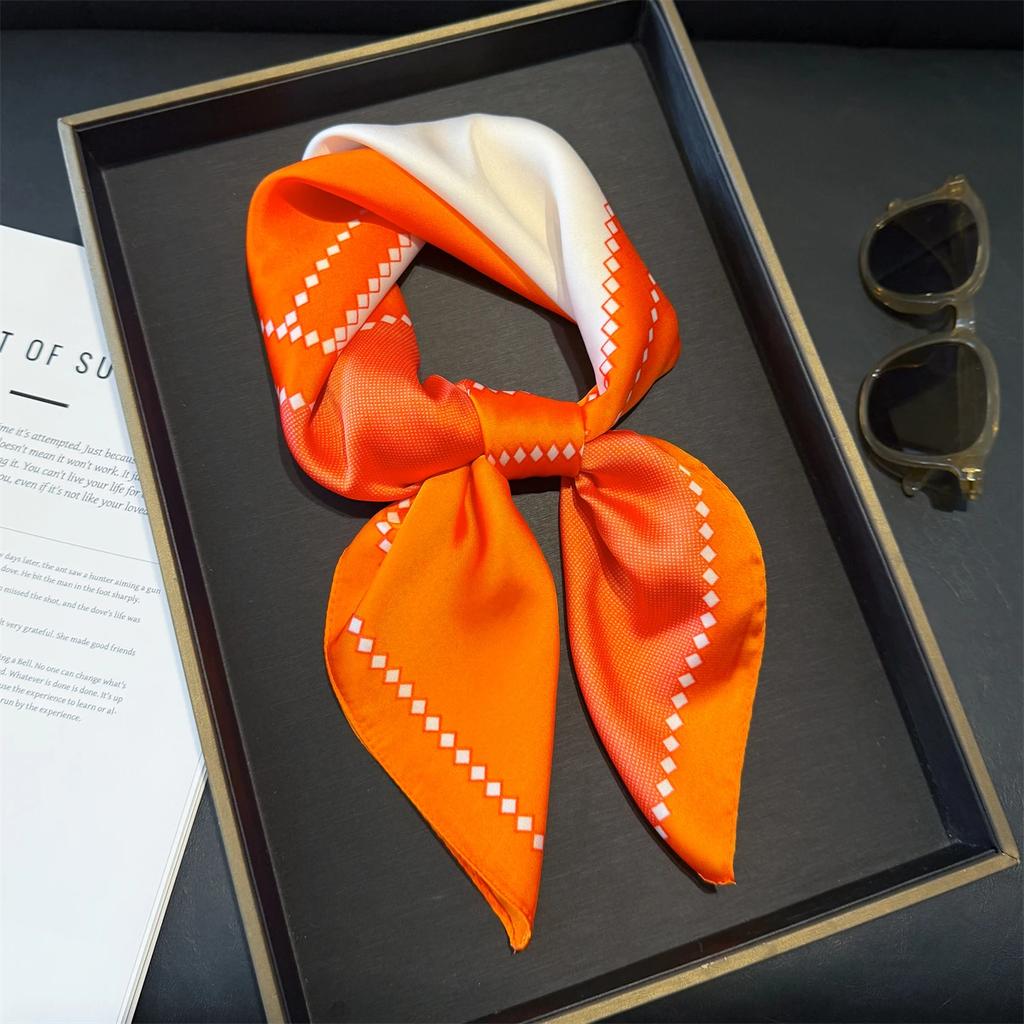 70 см розовый цветочный шелковый шарф для женщин, искусственный шелк, свежий и элегантный универсальный головной убор, одежда, сумки и квадратный шарф