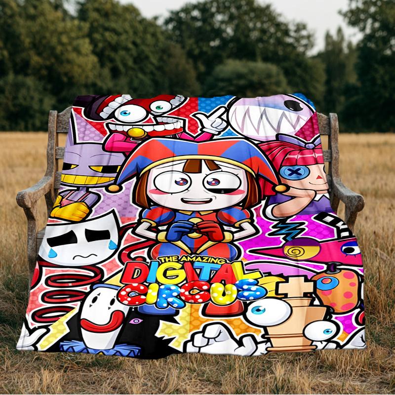 Digital Circus Adventure Blanket Flannel Throw for Sofa, Indoor, Camping, Living Room, Office, Chair, And Bed Soft Birthday Gift