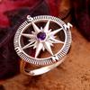 Кольцо с компасом, кольцо с аметистом, ювелирные изделия ручной работы, серебро 925 пробы, серебряное кольцо, подарки для нее