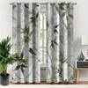 2Pc Light Green Plant Pattern Printed Curtains, Polyester Fabric, Machine Washable, Suitable For Living Room/Bedroom Decoration