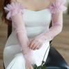 Korean Style Wedding Long Sleeves Solid Color Pleated Lace Arm Covers Bridal Arm Sleeves Female