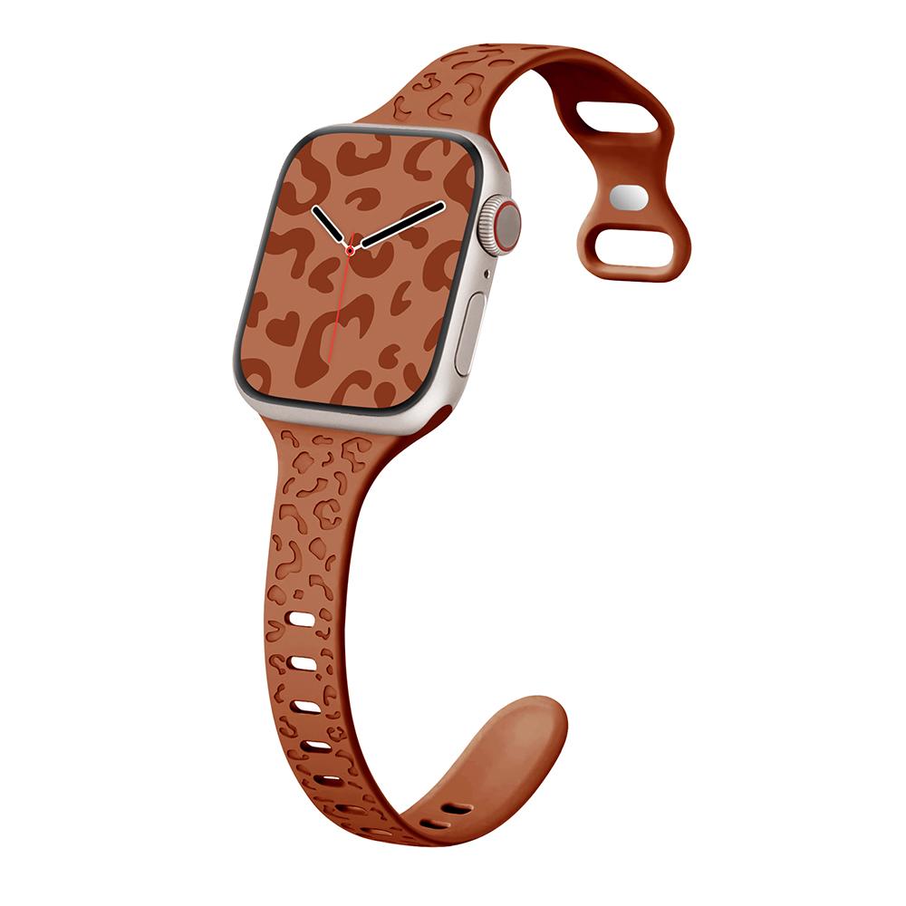 Leopard Engraved Strap for Apple Watch Band 44mm 40mm 45mm 49mm 41 42mm Silicone Bracelet for Iwatch Series Ultra 2 9 8 7 6 SE 5