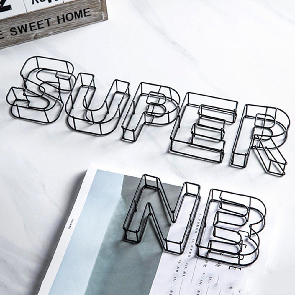 Props Cafe Adornment Doorplate Sign Wrought Iron Alphabet Metal Hollow Letter Home Decoration