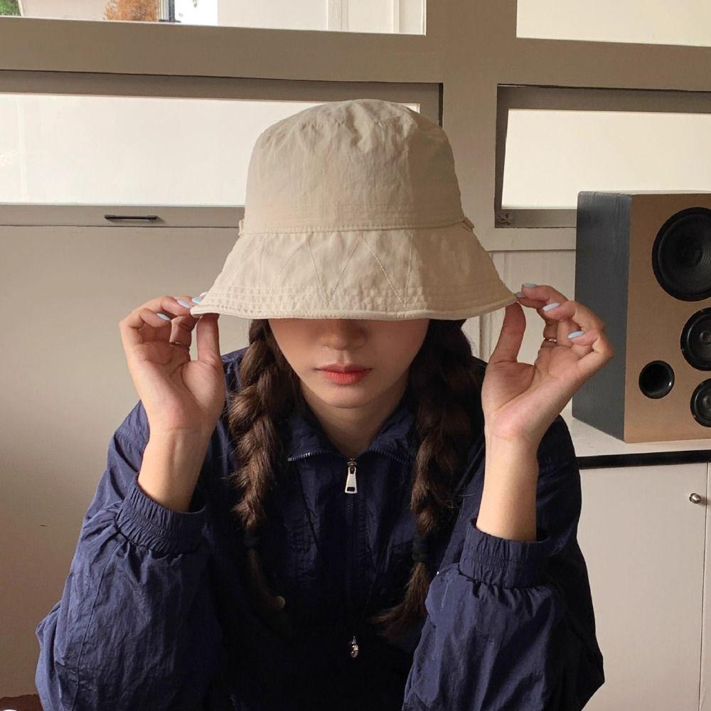 Visor Cap Bow Bucket Hat Solid Color Summer Sun Hat Fashion Sunscreen Fisherman Hat Travel