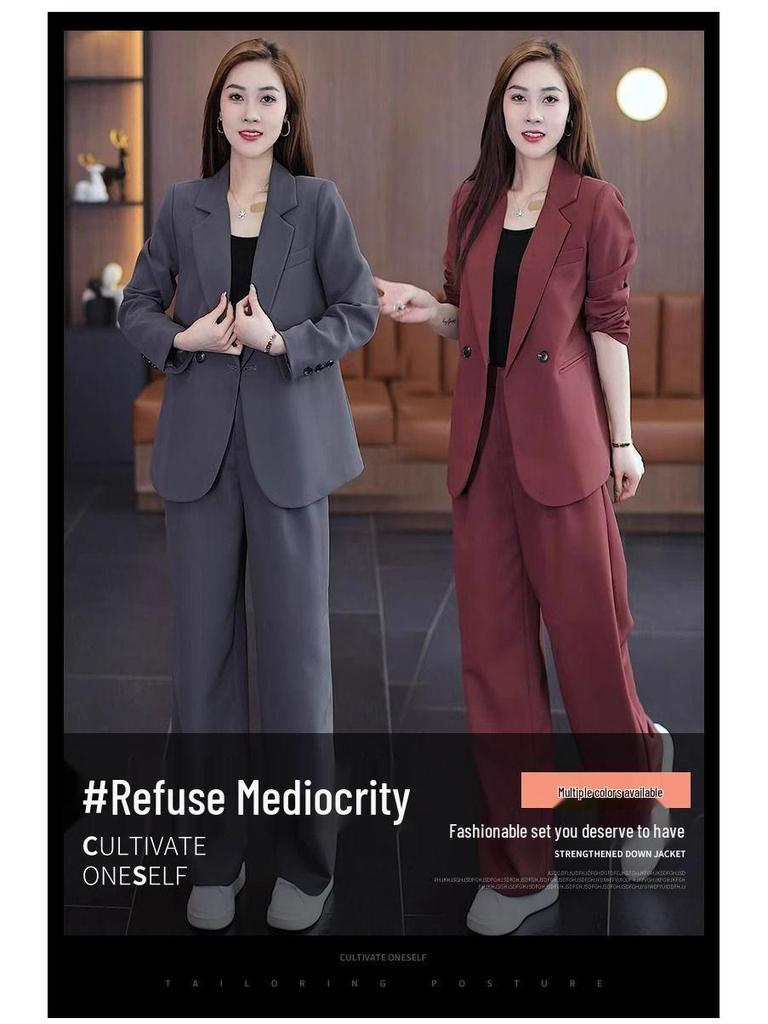 2025 Women's Spring Luxury Wide-Leg Pants & Blazer Set – Professional & Elegant Two-Piece Suit