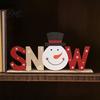Christmas Home Decor Wooden Table Sign, XMAS SNOW NOEL Tabletop Sign with Holiday Decorations Base, Hollow Letter Centerpiece for Xmas Party
