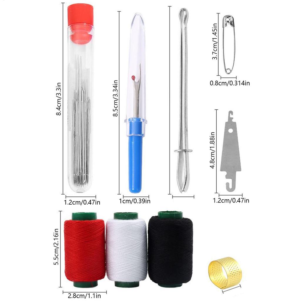 Набор швейных игл Компактный чехол Иглы стальные с большим ушком Наперстки Нитевдеватель Набор для ручного шитья Начинающие Профессионалы Путешествия Дом