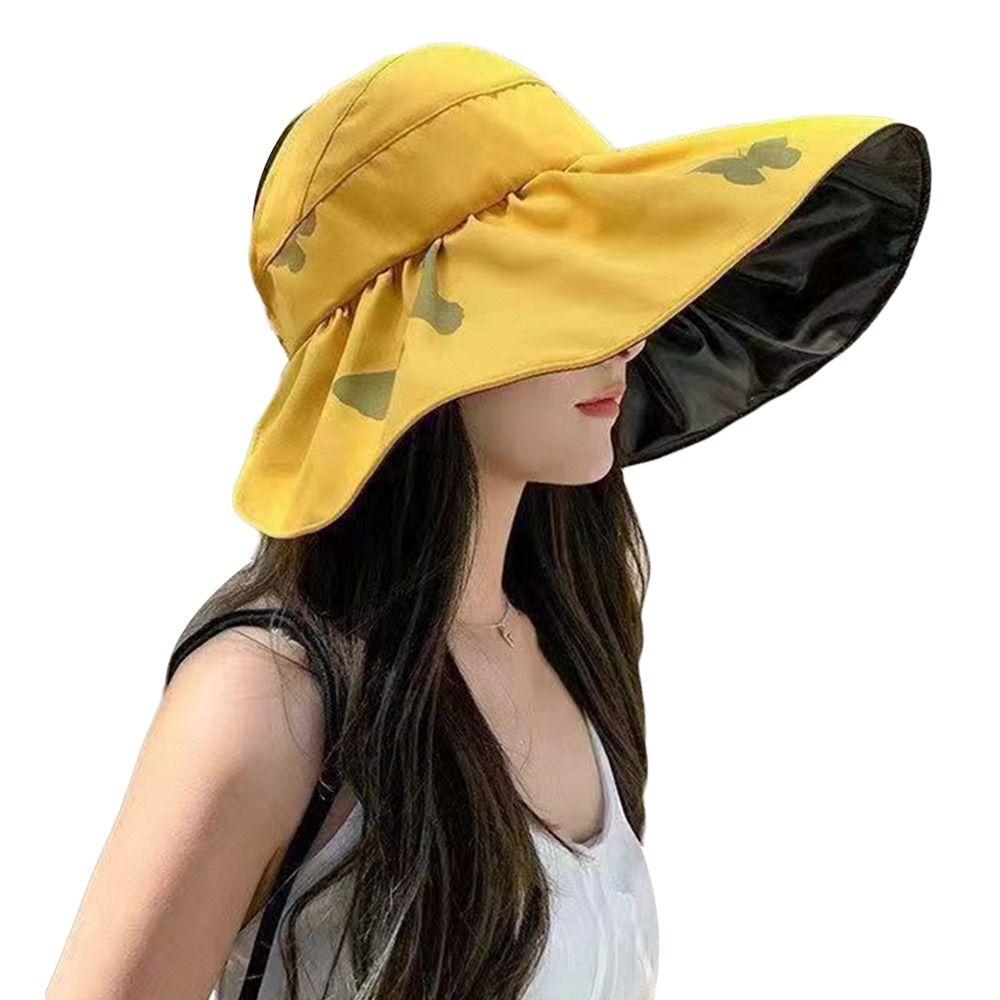 Empty Top Summer Panama Hat Wide Brim Foldable Beach Cap Sun Cap Sunshade Hat Bucket Hat