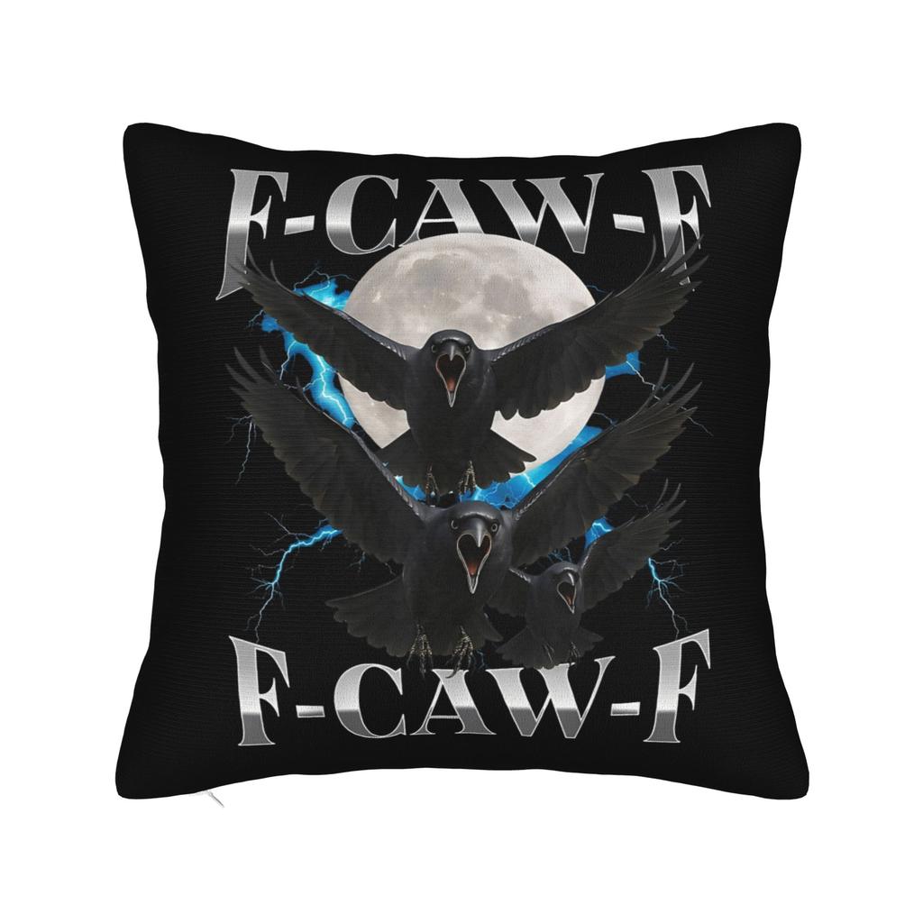 FCawF Meme Square Pillow Case Funny Black Bird Moon Cushion Cover Novelty Polyester Decor Pillowcase for Home 45x45cm