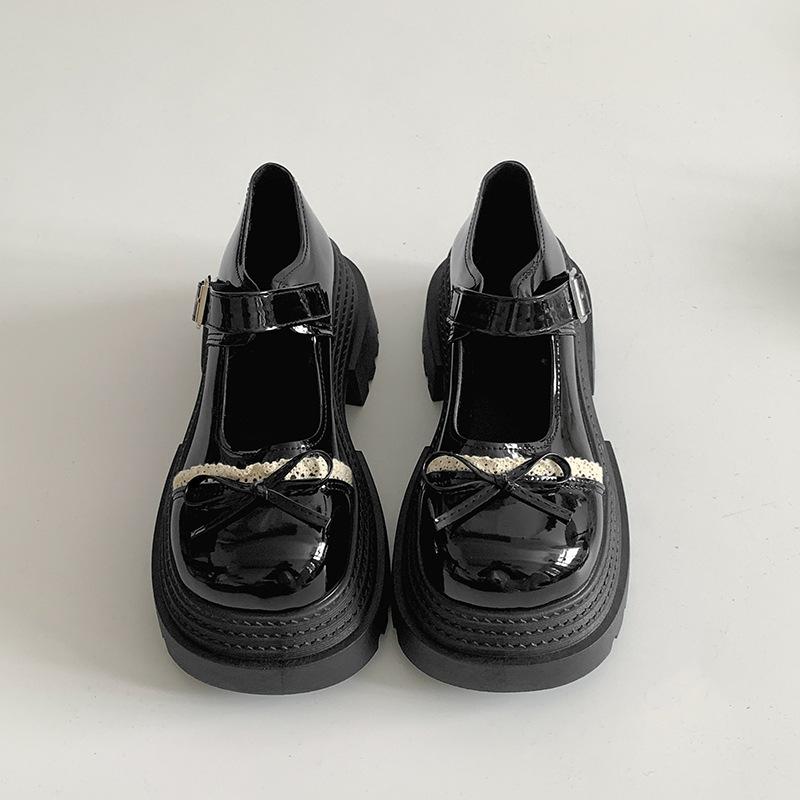 Черные британские туфли JK на высокой платформе с круглым носком, женские, новая весна 2025, французские ретро туфли Мэри Джейн