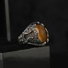 Detaylı Tasarlanmış Kristal Kesim Kahverengi Zirkon 925 Sterling Silver Man Ring