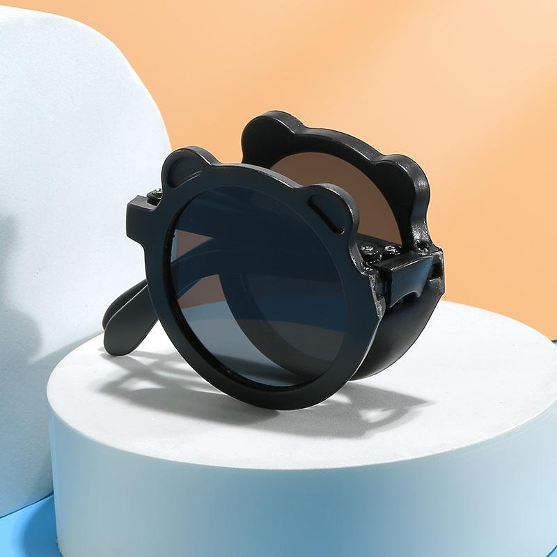 Новые складные детские солнцезащитные очки модные солнцезащитные очки с медведем для мальчиков и девочек милые детские очки солнцезащитный козырек защита от ультрафиолета