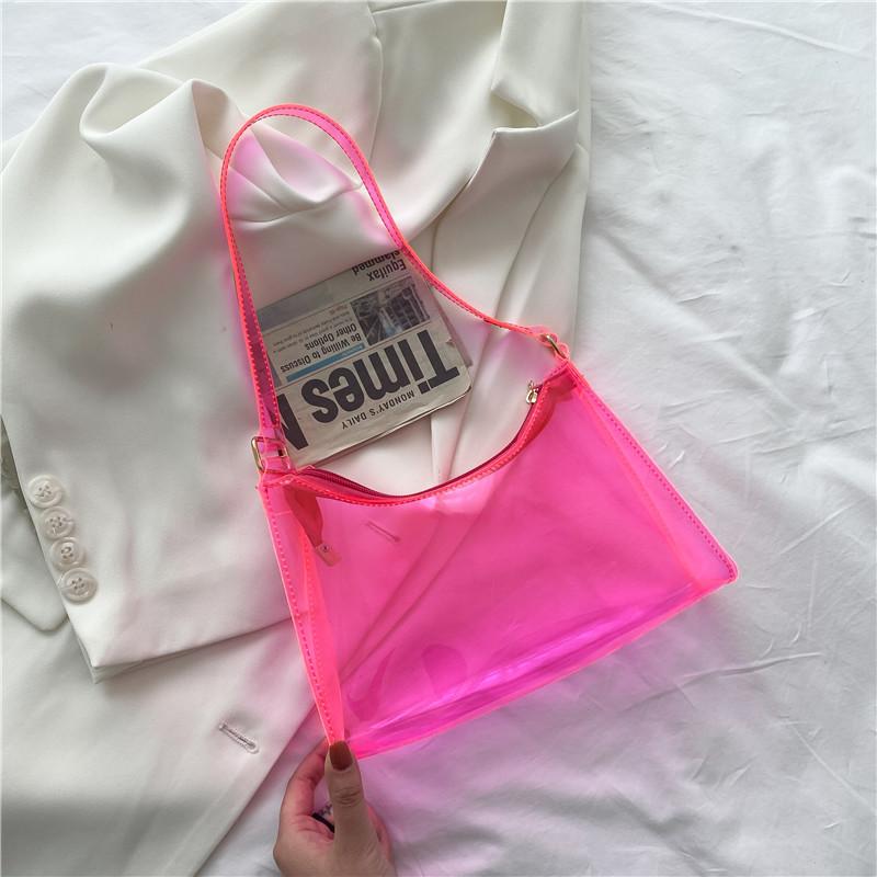 Yogodlns Women Underarm Shoulder Bag PVC Transparent Fashion Designer Small Handbag Purse Jell Hobos Bags Female Summer Top Handle Bags