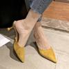 Fashion Baotou Slippers Women's Outward Wear 2025 Summer New Pointed Toe Shallow Suede Non-slip Stiletto High Heels