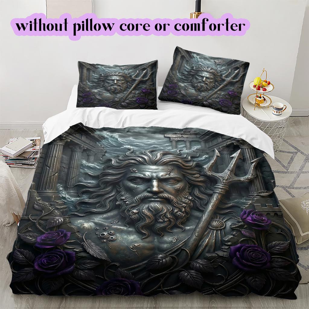 Metal reliefs Pattern Bedding Quilt Set Quilt Cover Pillowcase Home Decoration Birthday Gift (1 * duvet cover + 2 * pillowcase, without core)