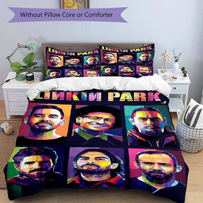 3pcs Linkin Park Band Duvet Cover Set, Includes 1 Duvet Cover and 1/2 Pillowcases (No Insert) yy251104238