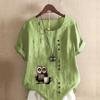 Women's Fashion Owl Prined Short Sleeve T-shirt Loose Cotton Shirt Casual Loose Summer Blouse Plus Size Tops