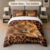 Lion Tiger Leopard Theme Custom Text Or Name 3Pcs Bedding Set 1 Flat Sheet & 2 Pillowcases Personalized Home Bedding