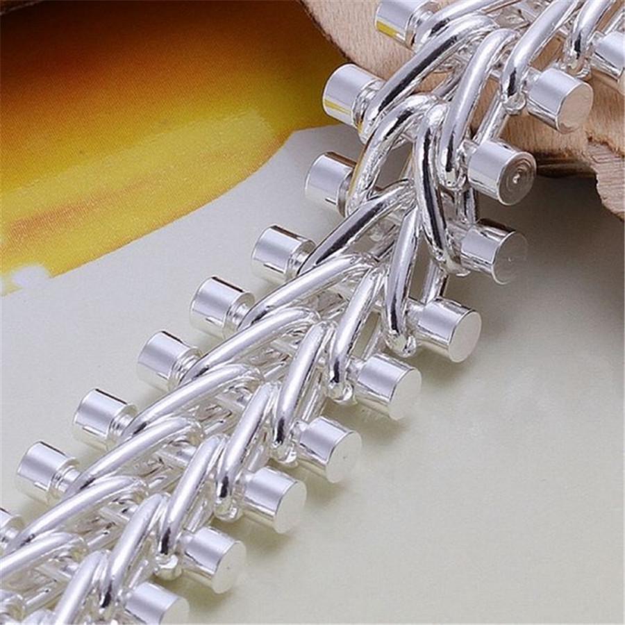 H050 Европейский и американский мужской браслет Fishbone с медным покрытием, серебро 925 пробы, 29 г, 20 см