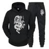 Women's Long Sleeves Women Tracksuit Set Hoodie+Pant Spring Winter Dragon Print Casual Fleece Sweatshirt Sportwear Homme Streetwear Women Clothing