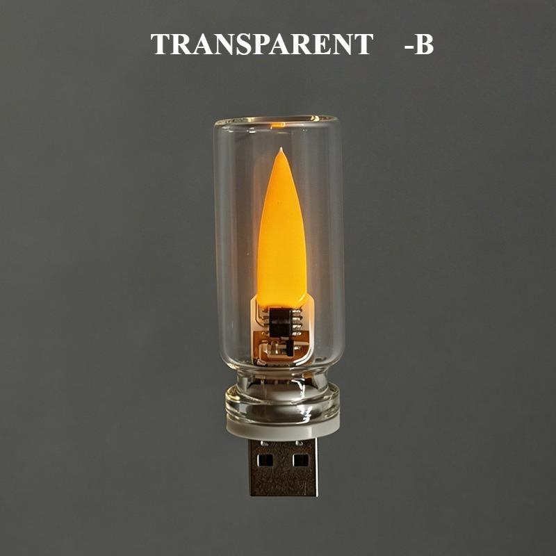 Car USB Flame Flickering Night Light Frosted Clear Glass LED Flickering Dynamic Candle Light DIY Car Home Atmosphere Lighting Neon Lights 4