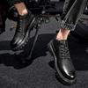 Fashion British Style Platform Work Shoes Men Boots Leather Men Autumn Winter High-top Casual Fashion Platform Warm Boots Man