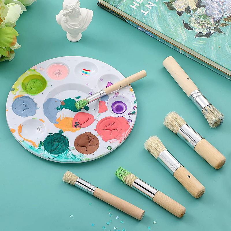 3 шт. Деревянная трафаретная кисть Diy из натуральной щетины, идеально подходящая для акриловой краски, дерева, масляной живописи