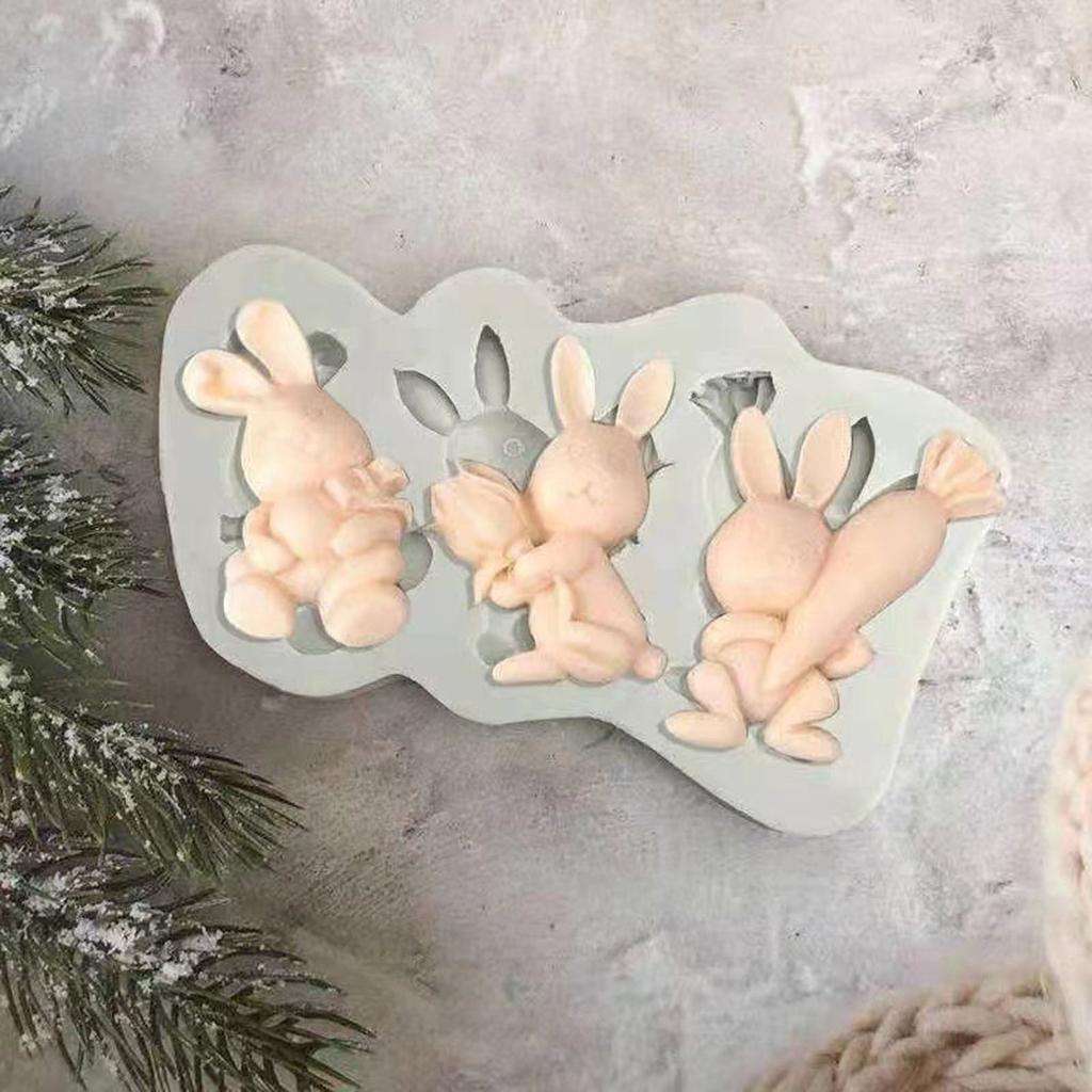 Cute Easter Egg Bunny Fondant Chocolate Mould Cake-Topper Baking Tool Handmade Soap Silicone Ornament Mold Easy To Clean