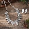 Новый набор сережек-гвоздиков и ожерелья из античного серебра с листом, ретро панк лепесток персонализированный набор сережек-гвоздиков и ожерелья