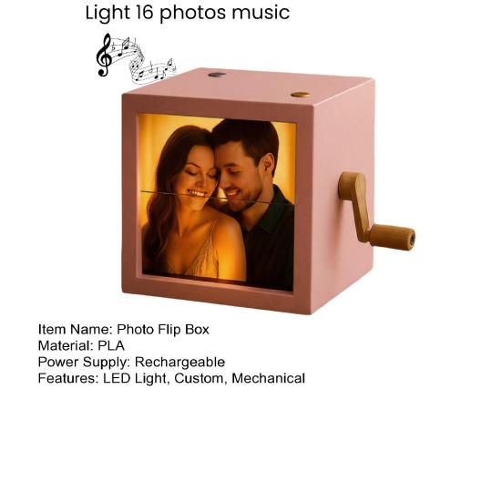 Yousheng Индивидуальная фото-раскладушка Ручная анимационная книжка-раскладушка с фото Картинная коробка со светом Персонализированная фото-раскладушка Рамка Машина для анимации Подарки на Рождество
