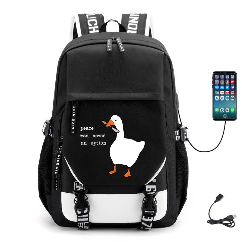 Multifunctional Goose Backpack Large Capacity Student Bag Leisure Travel Usb Computer Bag
