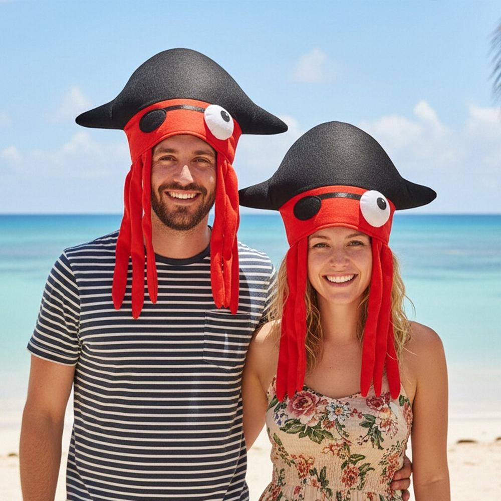 Pirate Hats Octopus Cap Funny And Creative Black And Red Hats Carnival Birthday Party Gifts Christmas Halloween Headwear