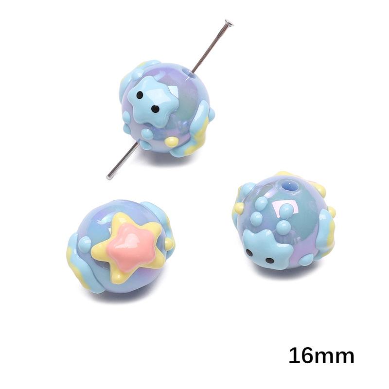 Handmade Beads Acrylic Double-sided Hand-painted Round Beads Graffiti Handmade Beads Diy Weaving Cell Phone Chain String Loose Beads Material