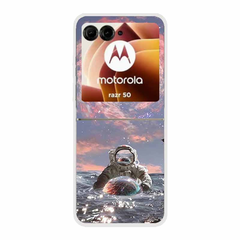 Чехол для Moto Razr 50 Прозрачный Пластик Жесткий Окрашенный Космический Прозрачные Чехлы для Телефона для Motorola Razr 60 50 Coque Razr 2024 PC Чехлы