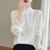Spring Wool Women's Knitwear High Neck Fashion Pullover Top Bottom  Sweater