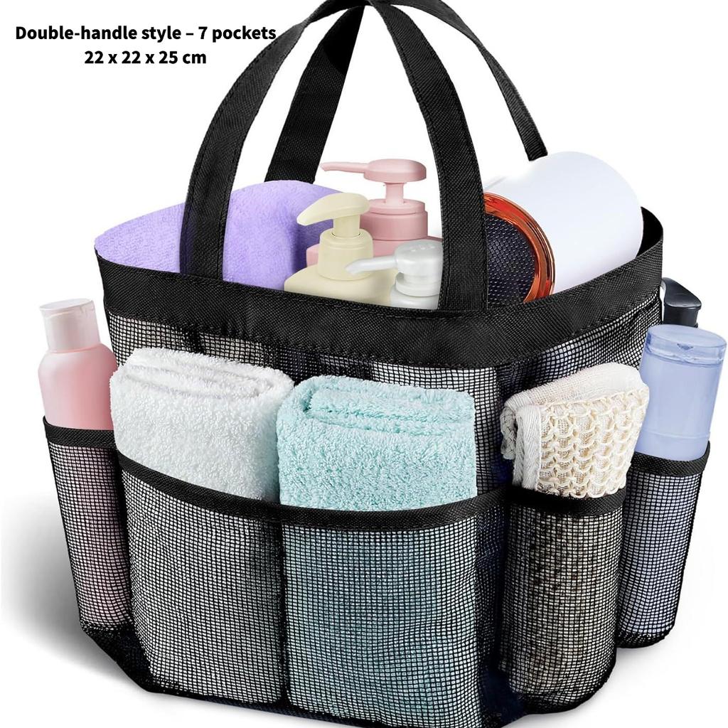Mesh Shower Caddy Bag Portable Drawstring Bathroom Organizer College Dorm Shower Bag for Gym Swimming Travel Camping