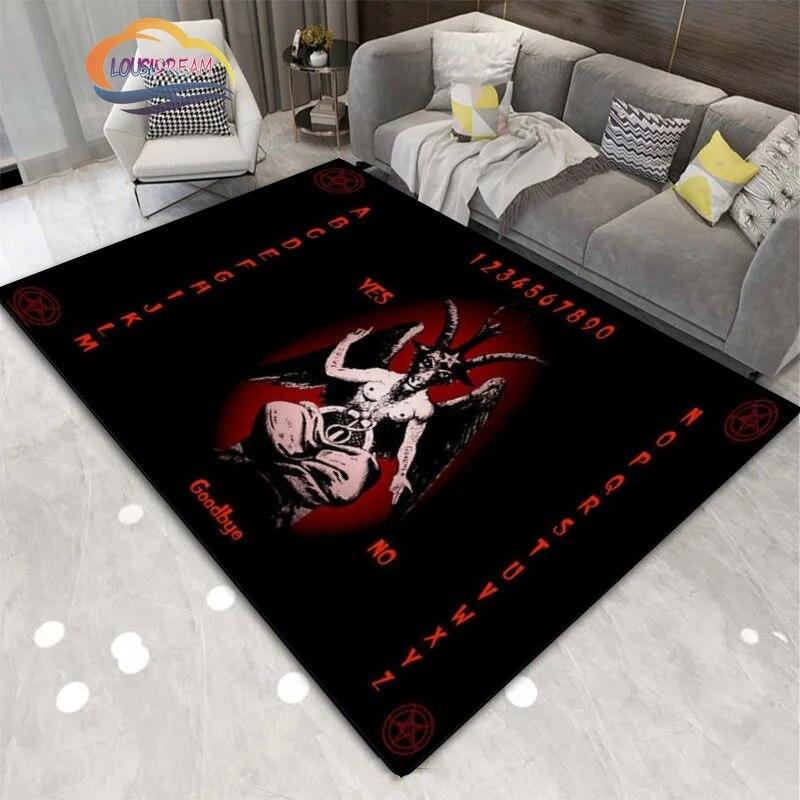 Satanic Skull Inverted Pentagram Area Rug Sheep Head Demon Baphomet Rug Gothic Series Hall Bedroom Fashionable Carpet