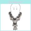 Drop Water Elegant Pendant Necklace Earrings Set Women Vintage Jewelry Accessory