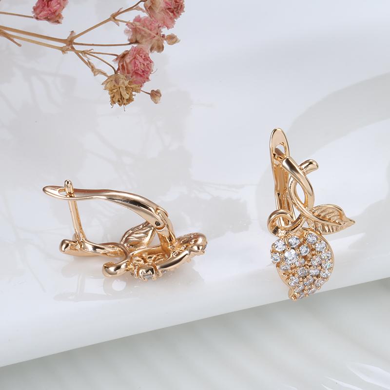 Модные серьги-фрукты золотого цвета Kinel для женщин с цирконом