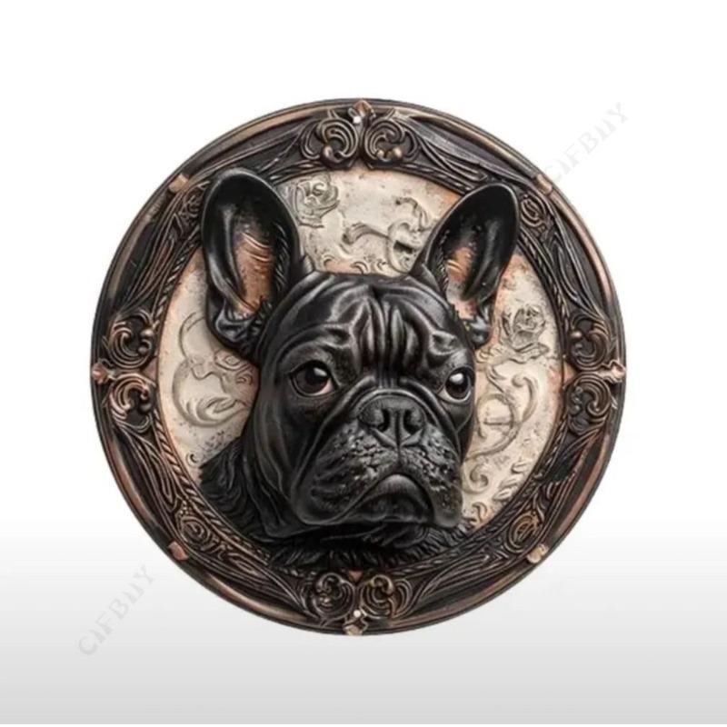 Witch Broom Halloween Sign, Round Aluminum Wall Plaque 20x20cm