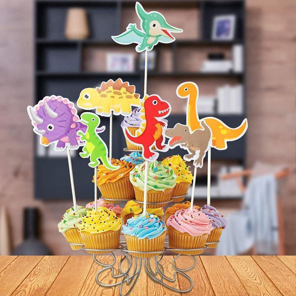 Themed Cake Dinosaur Accessory Paper Flag Plugin Set Birthday Party Decoration