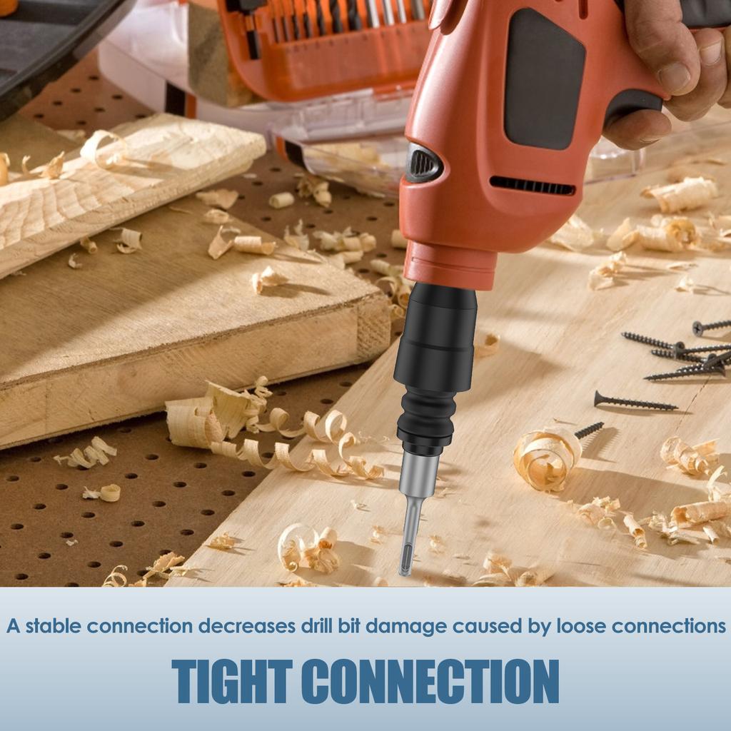 SDS-Plus to SDS-Max Adapter Alloy Rotary Hammers Drill Chuck Adapter Steel 1/4 Inches Drill Quick Change Converter for Building