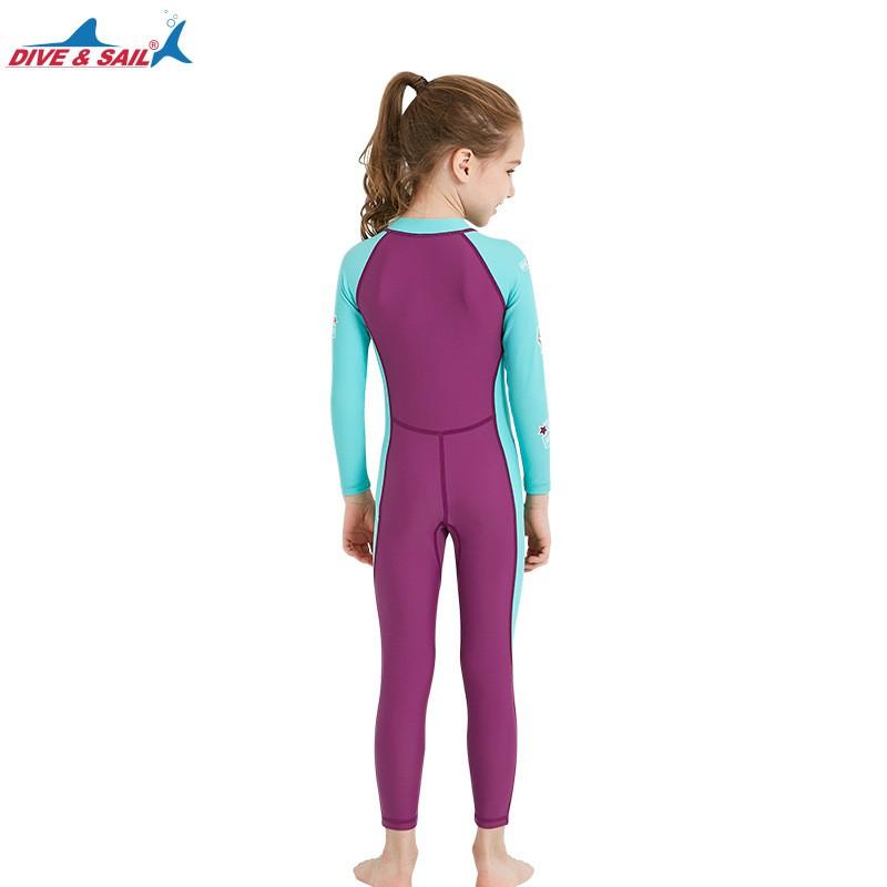 Kids Long Sleeve Sunscreen Wetsuit Quick Dry Dive Skin Boys Girls Swimming Snorkeling