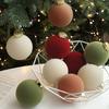 6Pcs Christmas Ball Ornaments Flocking Rustic Distressed Hanging Balls with Loop Farmhouse Xmas Decoration