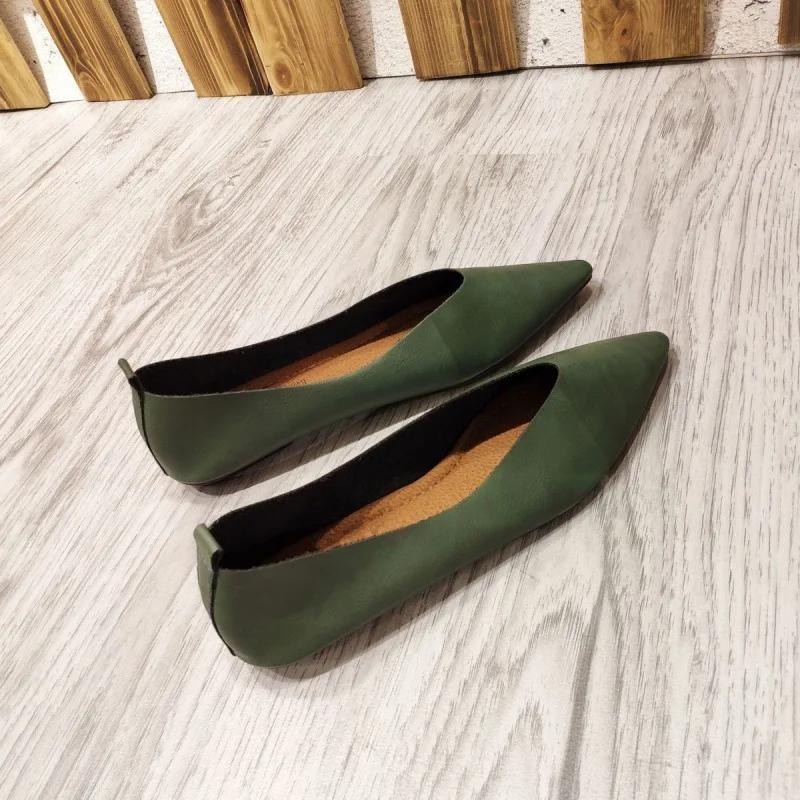 2024 Новая весна Удобная женская обувь на плоской подошве с острым носком Плоская обувь больших размеров Женская обувь Комфортная женская обувь