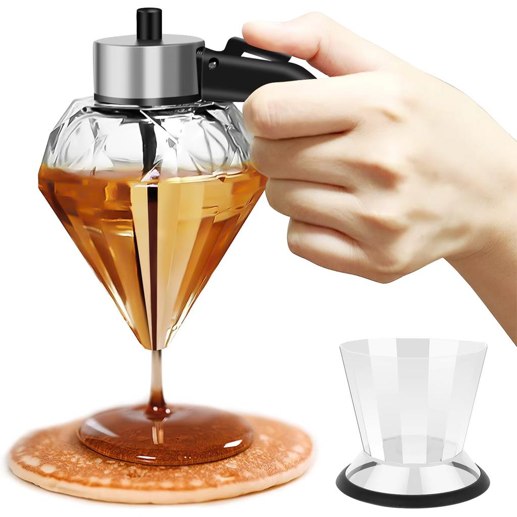Honey Dispenser Pot with Handle Honey Jar Syrup Dispenser For Cake Dessert Oil Dispenser Bottle Clear Container for Honey/Syrup